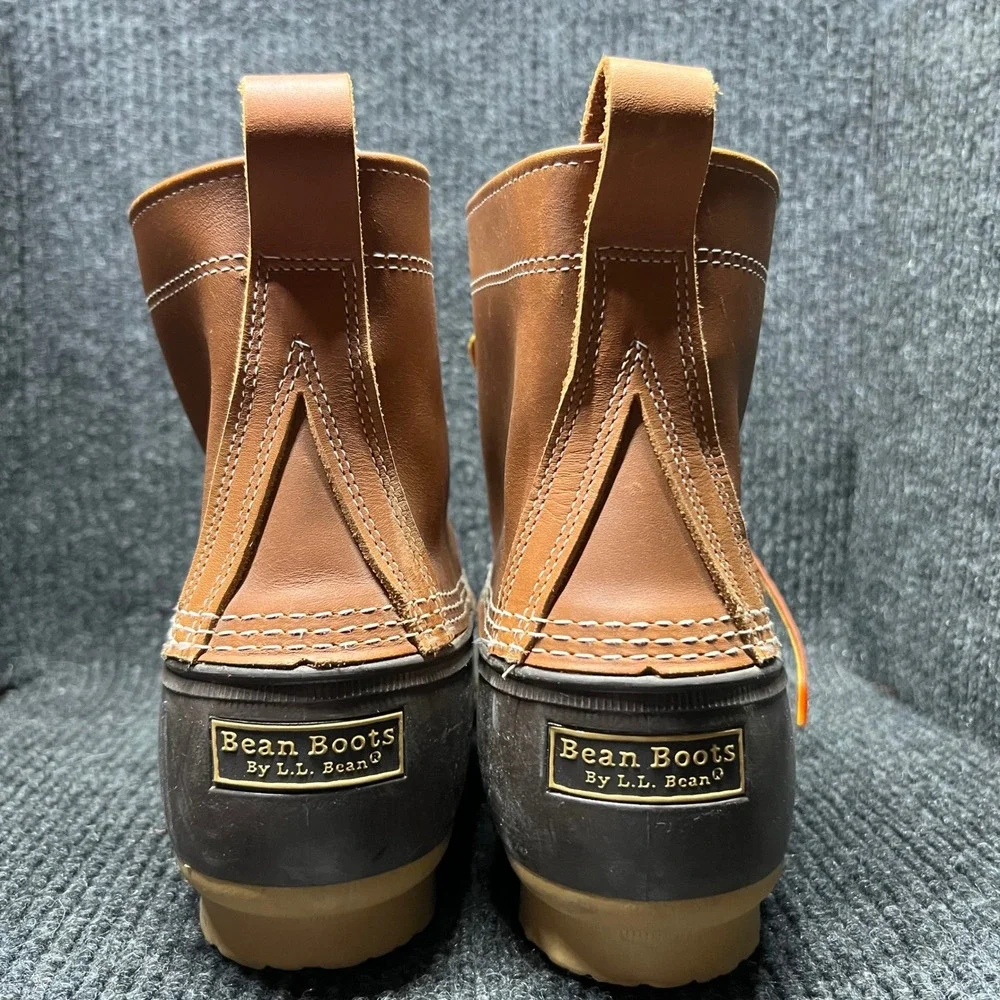 LL Bean Duck Boots Mens 11 W Brown 8 Inch Waterproof Leather Hunting Rain 60009